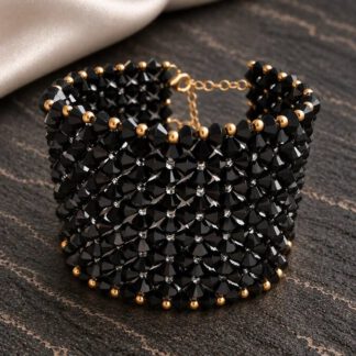 Pulsera RAF 4 Black Jet con cristales Swarovski y oro 14K